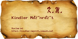 Kindler Ménrót névjegykártya